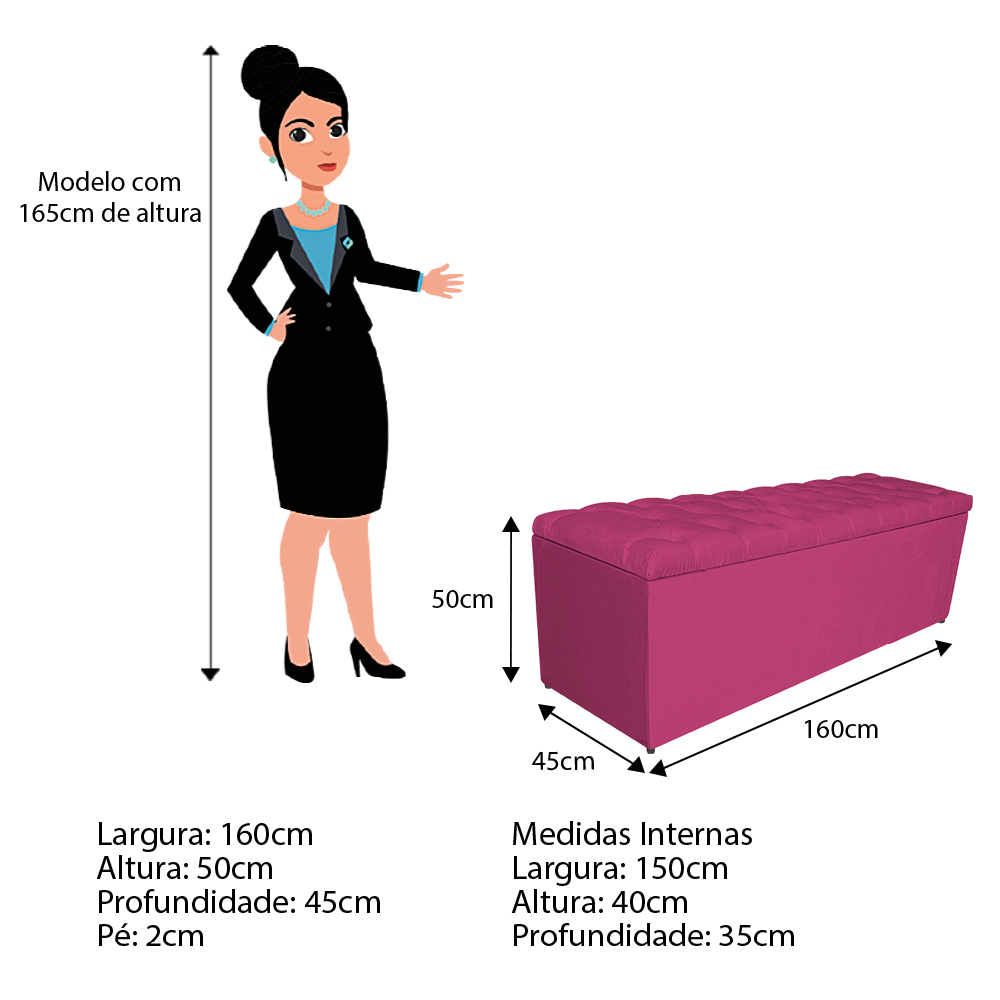 Kit Cabeceira e Calçadeira Liverpool 160 cm Queen Size Suede Pink - Amarena Móveis