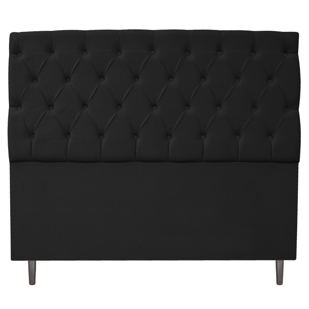 Kit Cabeceira e Calçadeira Liverpool 160 cm Queen Size Suede Preto - Amarena Móveis