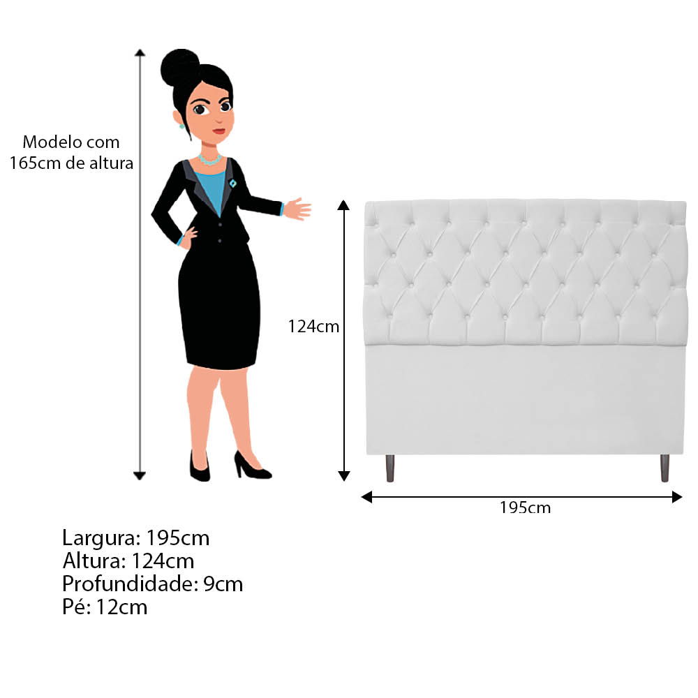 Kit Cabeceira e Calçadeira Liverpool 195 cm King Size Corano Branco - Amarena Móveis