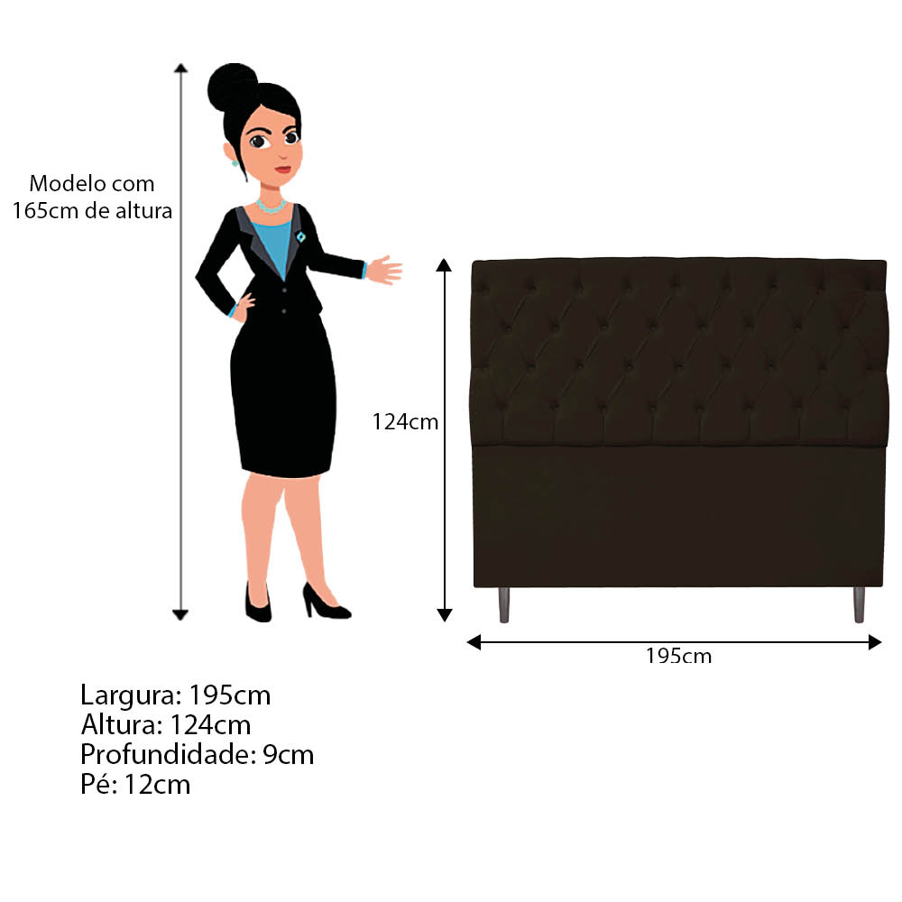 Kit Cabeceira e Calçadeira Liverpool 195 cm King Size Corano Marrom - Amarena Móveis
