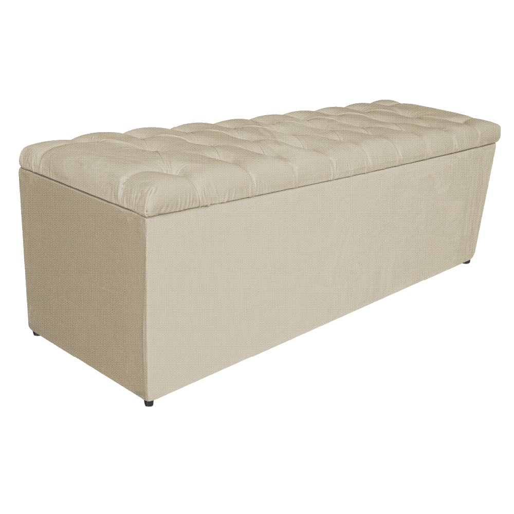Kit Cabeceira e Calçadeira Liverpool 195 cm King Size Linho Bege - Amarena Móveis