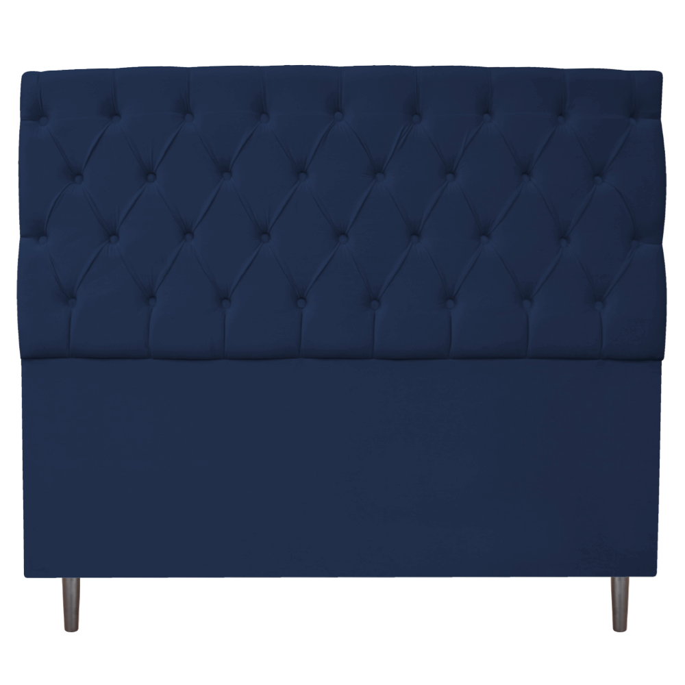 Kit Cabeceira e Calçadeira Liverpool 195 cm King Size Suede Azul Marinho - Amarena Móveis