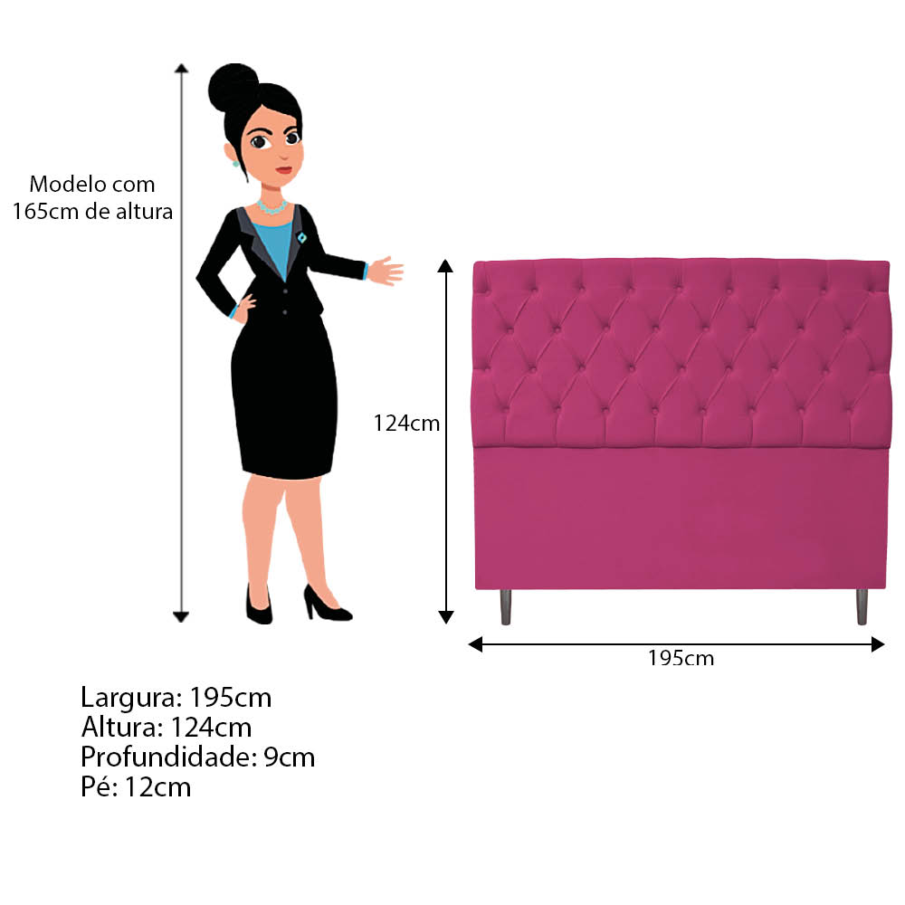 Kit Cabeceira e Calçadeira Liverpool 195 cm King Size Suede Pink - Amarena Móveis