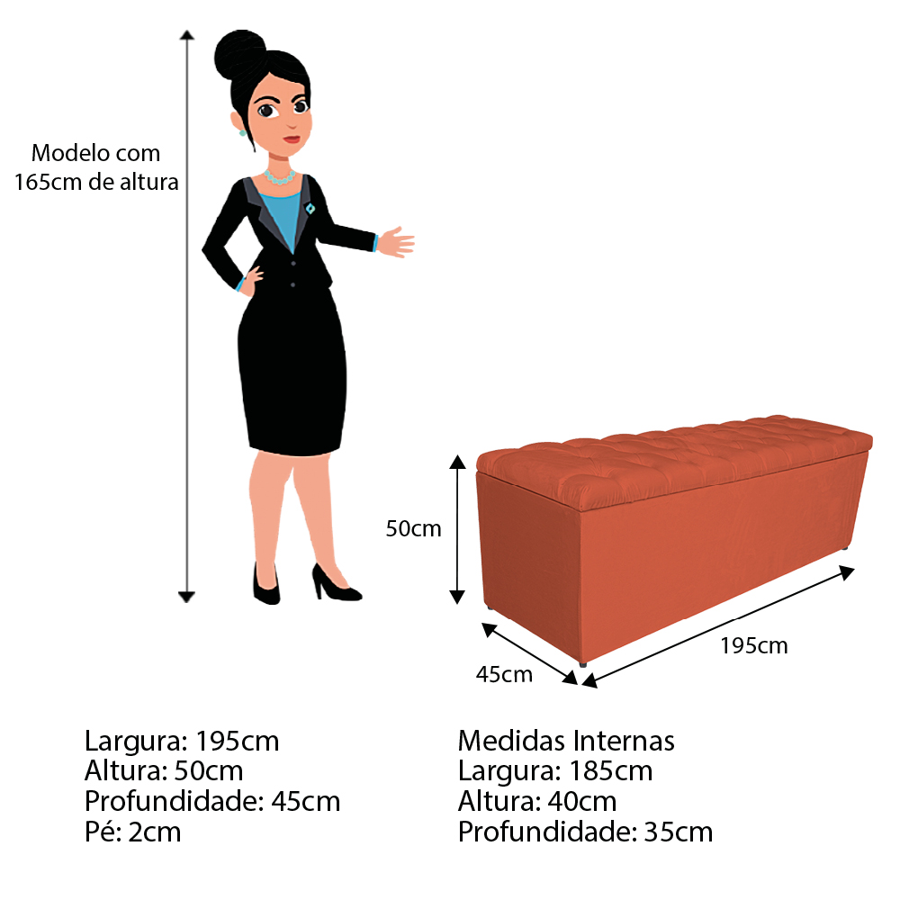 Kit Cabeceira e Calçadeira Liverpool 195 cm King Size Suede Terracota - Amarena Móveis