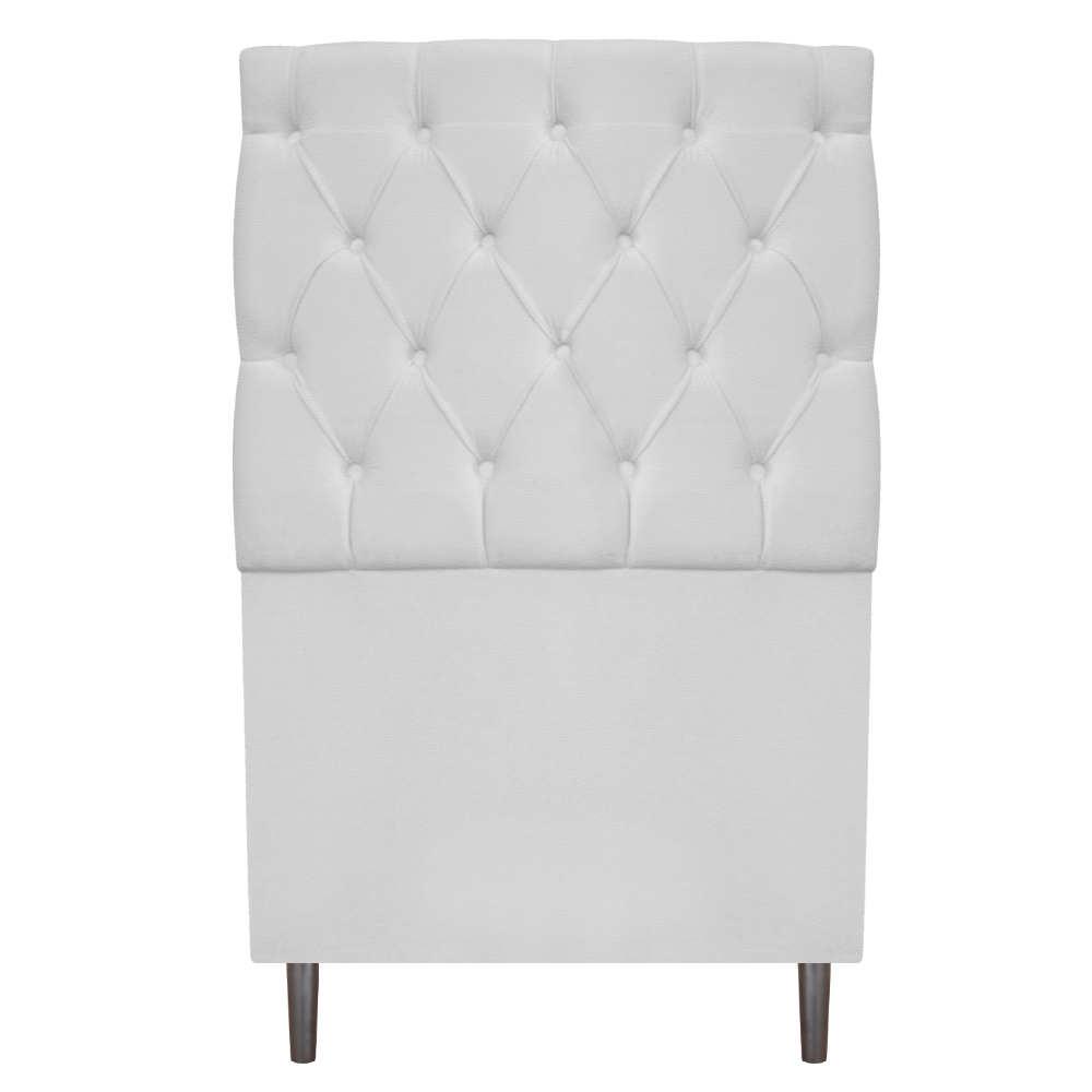 Kit Cabeceira e Calçadeira Liverpool 90 cm Solteiro Corano Branco - Amarena Móveis