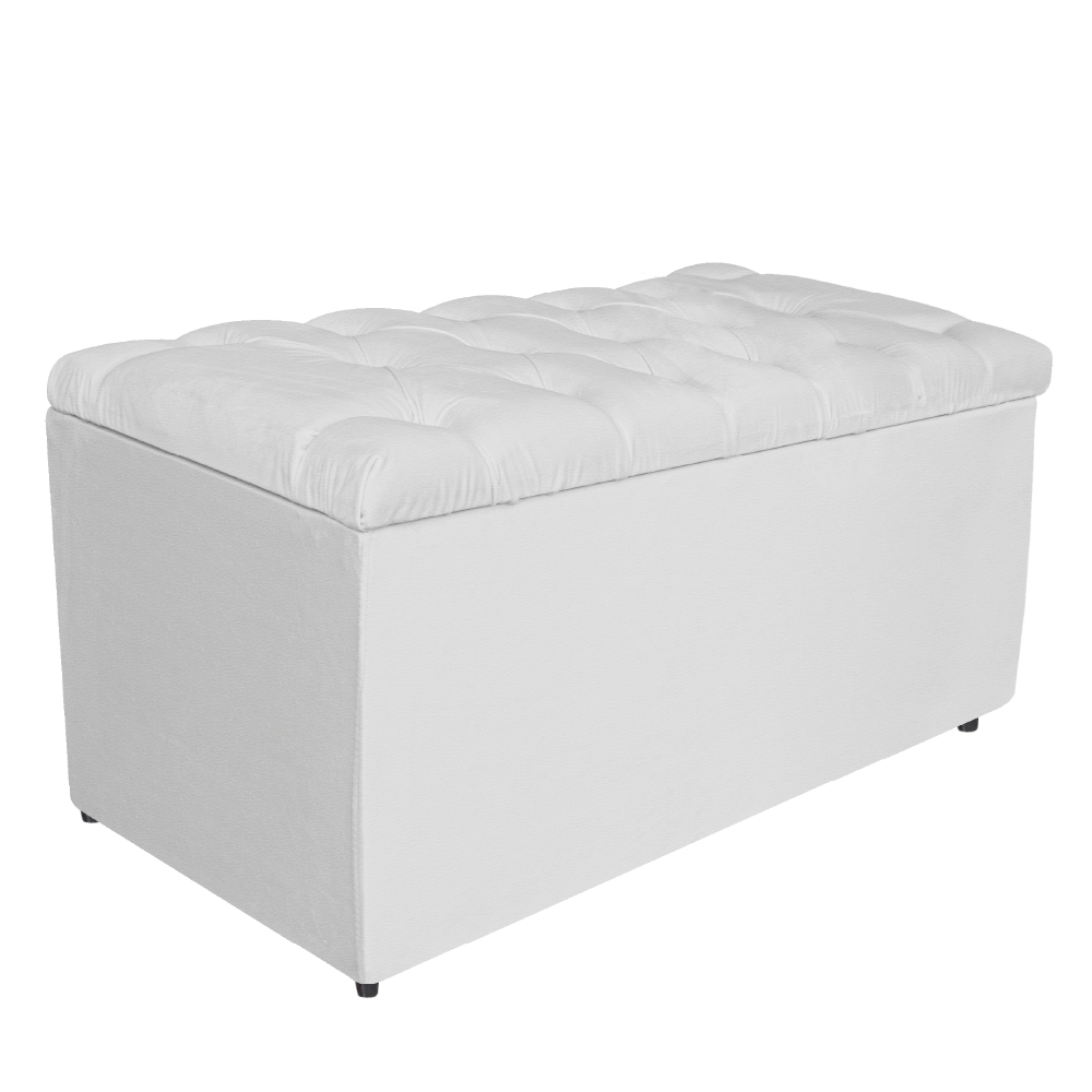Kit Cabeceira e Calçadeira Liverpool 90 cm Solteiro Corano Branco - Amarena Móveis