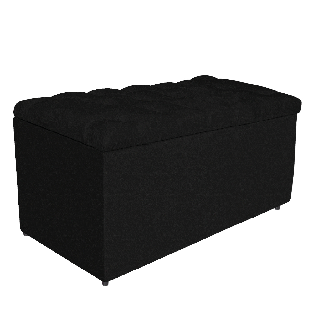 Kit Cabeceira e Calçadeira Liverpool 90 cm Solteiro Corano Preto - Amarena Móveis