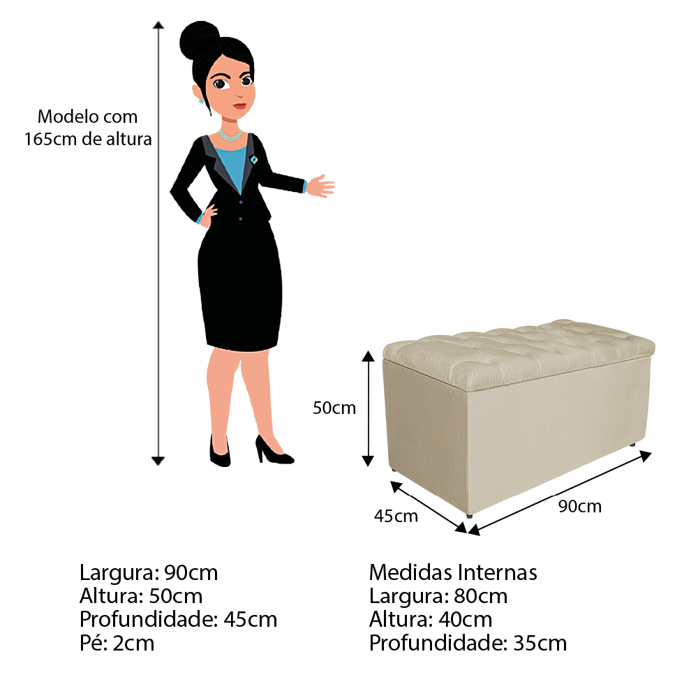 Kit Cabeceira e Calçadeira Liverpool 90 cm Solteiro Linho Bege - Amarena Móveis