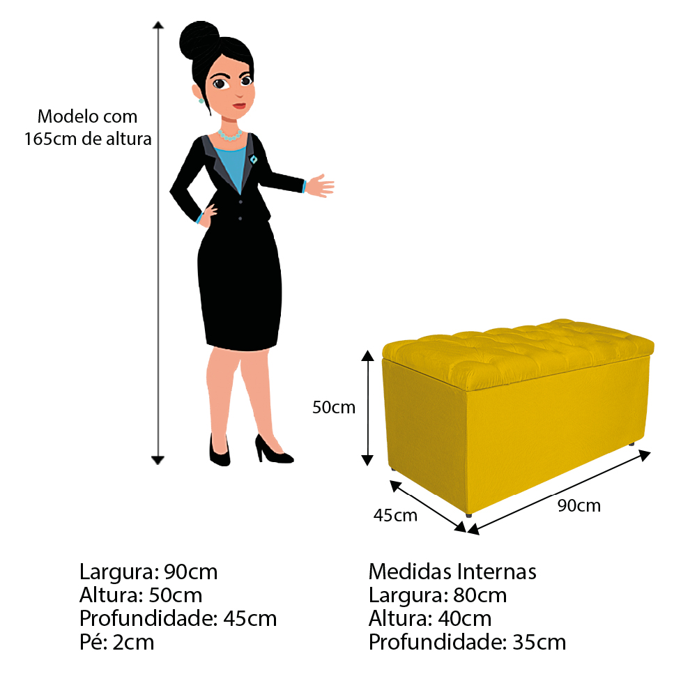 Kit Cabeceira e Calçadeira Liverpool 90 cm Solteiro Suede Amarelo - Amarena Móveis