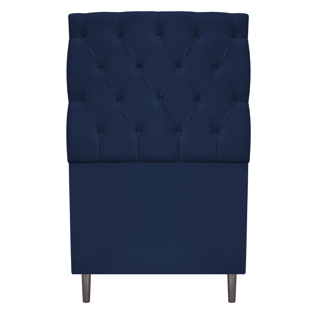 Kit Cabeceira e Calçadeira Liverpool 90 cm Solteiro Suede Azul Marinho - Amarena Móveis