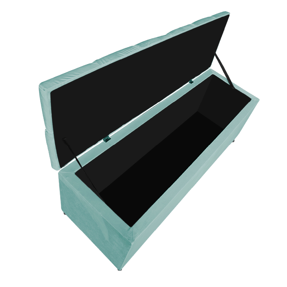 Kit Cabeceira e Calçadeira Liverpool 90 cm Solteiro Suede Azul Tiffany - Amarena Móveis