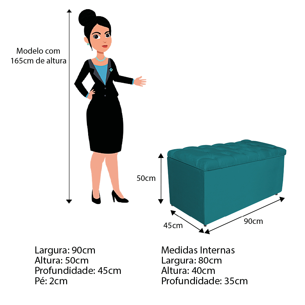 Kit Cabeceira e Calçadeira Liverpool 90 cm Solteiro Suede Azul Turquesa - Amarena Móveis