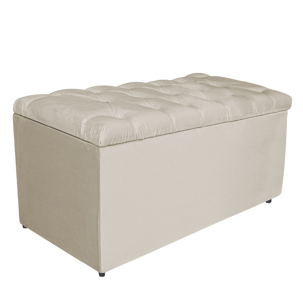 Kit Cabeceira e Calçadeira Liverpool 90 cm Solteiro Suede Bege - Amarena Móveis