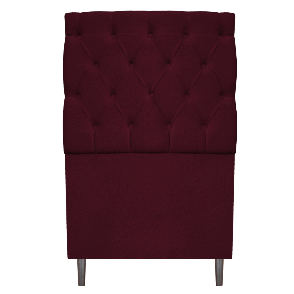 Kit Cabeceira e Calçadeira Liverpool 90 cm Solteiro Suede Bordô - Amarena Móveis