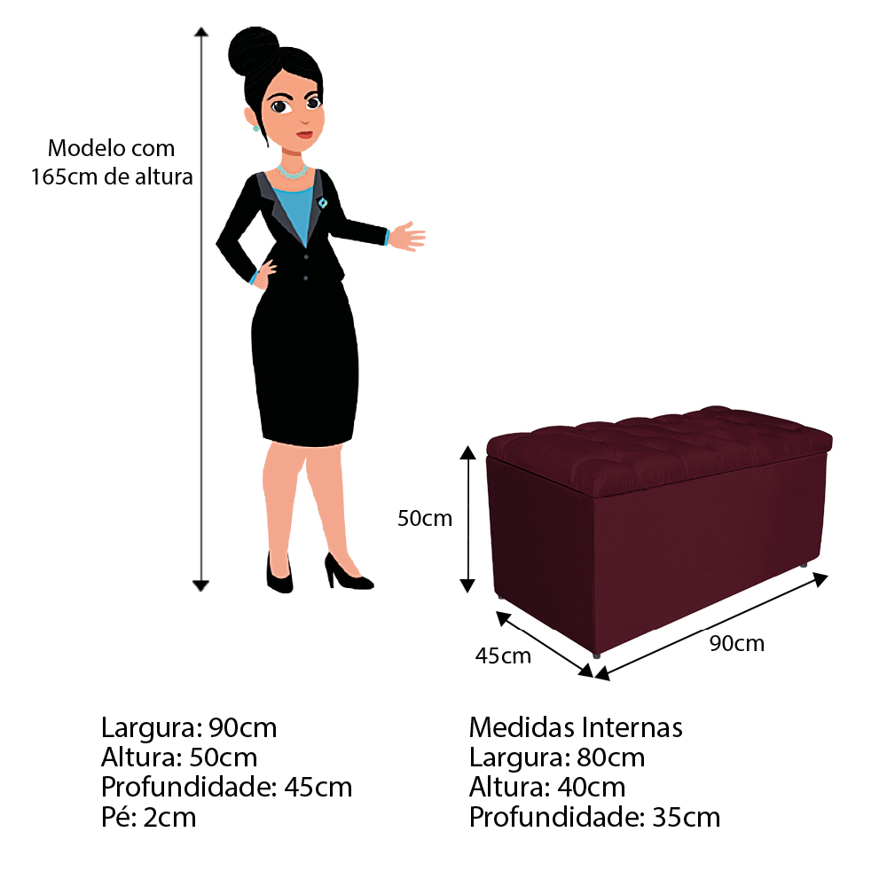 Kit Cabeceira e Calçadeira Liverpool 90 cm Solteiro Suede Bordô - Amarena Móveis