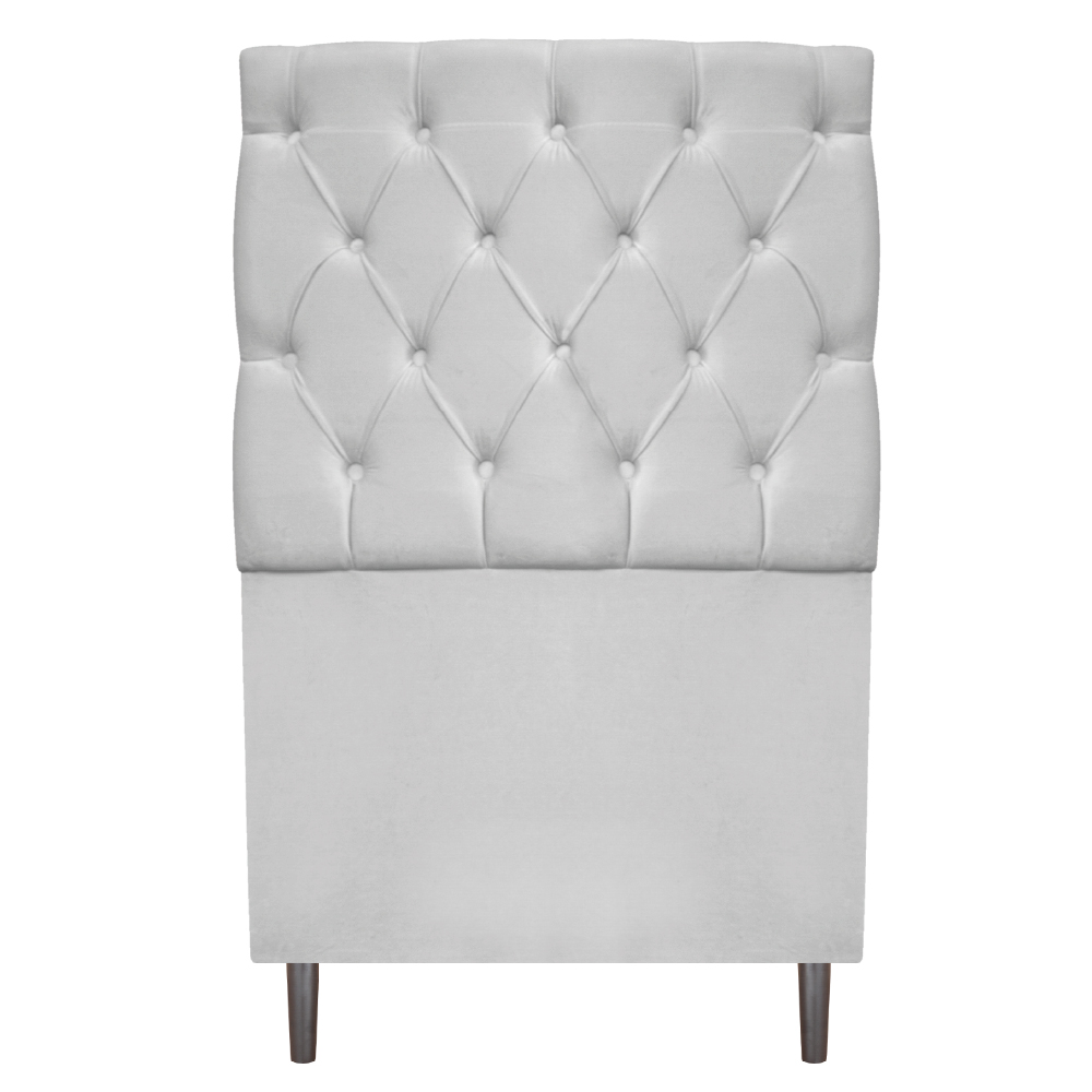 Kit Cabeceira e Calçadeira Liverpool 90 cm Solteiro Suede Branco - Amarena Móveis