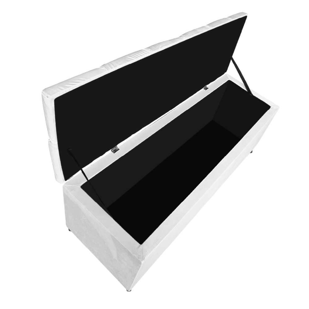 Kit Cabeceira e Calçadeira Liverpool 90 cm Solteiro Suede Branco - Amarena Móveis
