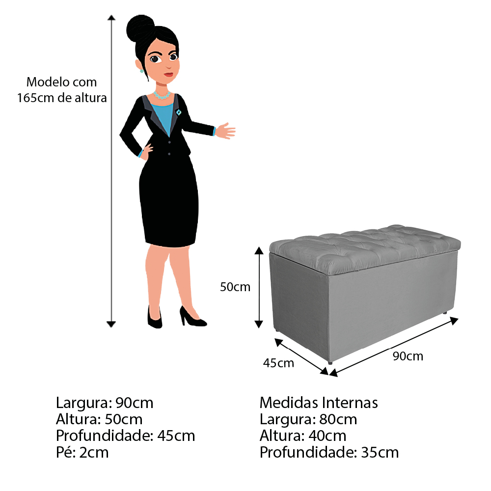 Kit Cabeceira e Calçadeira Liverpool 90 cm Solteiro Suede Cinza - Amarena Móveis