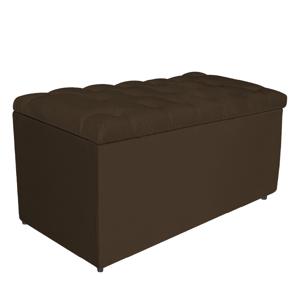 Kit Cabeceira e Calçadeira Liverpool 90 cm Solteiro Suede Marrom - Amarena Móveis