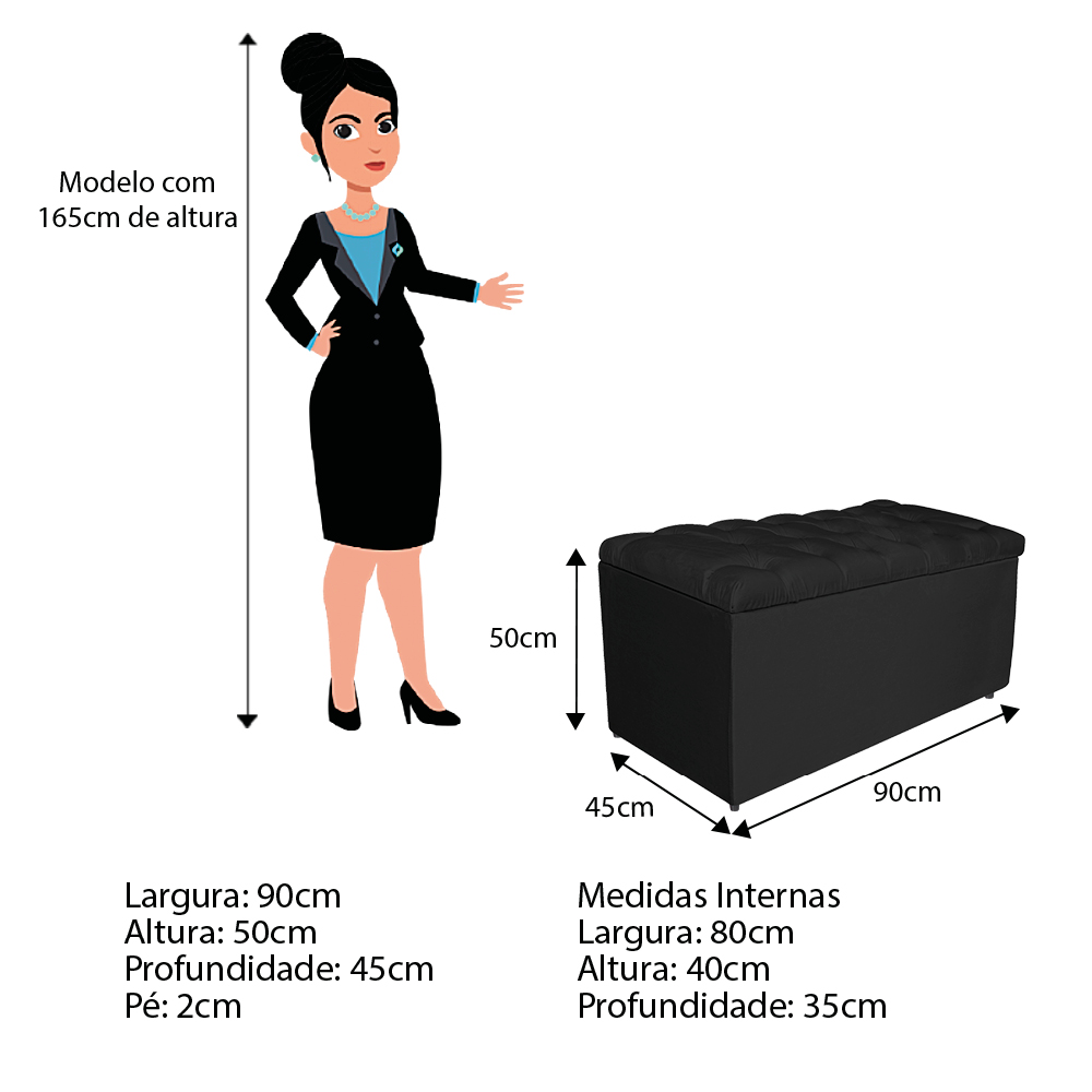 Kit Cabeceira e Calçadeira Liverpool 90 cm Solteiro Suede Preto - Amarena Móveis