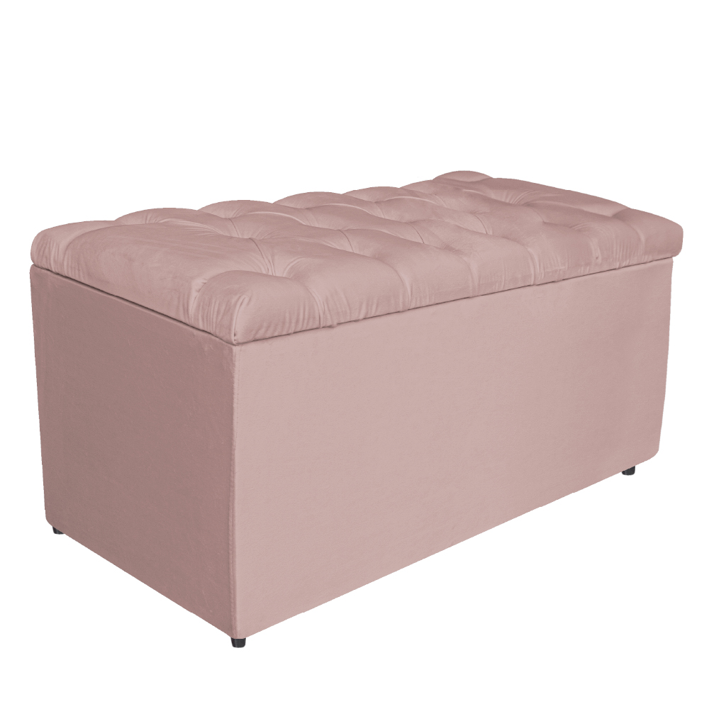 Kit Cabeceira e Calçadeira Liverpool 90 cm Solteiro Suede Rosê - Amarena Móveis