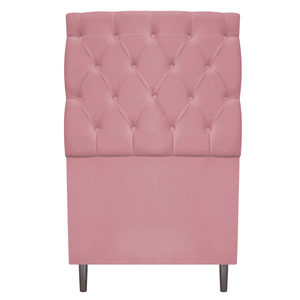Kit Cabeceira e Calçadeira Liverpool 90 cm Solteiro Suede Rosa Bebê - Amarena Móveis