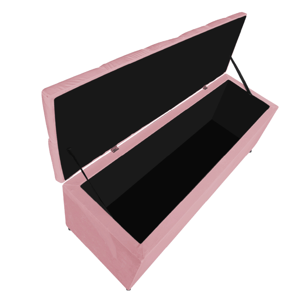 Kit Cabeceira e Calçadeira Liverpool 90 cm Solteiro Suede Rosa Bebê - Amarena Móveis