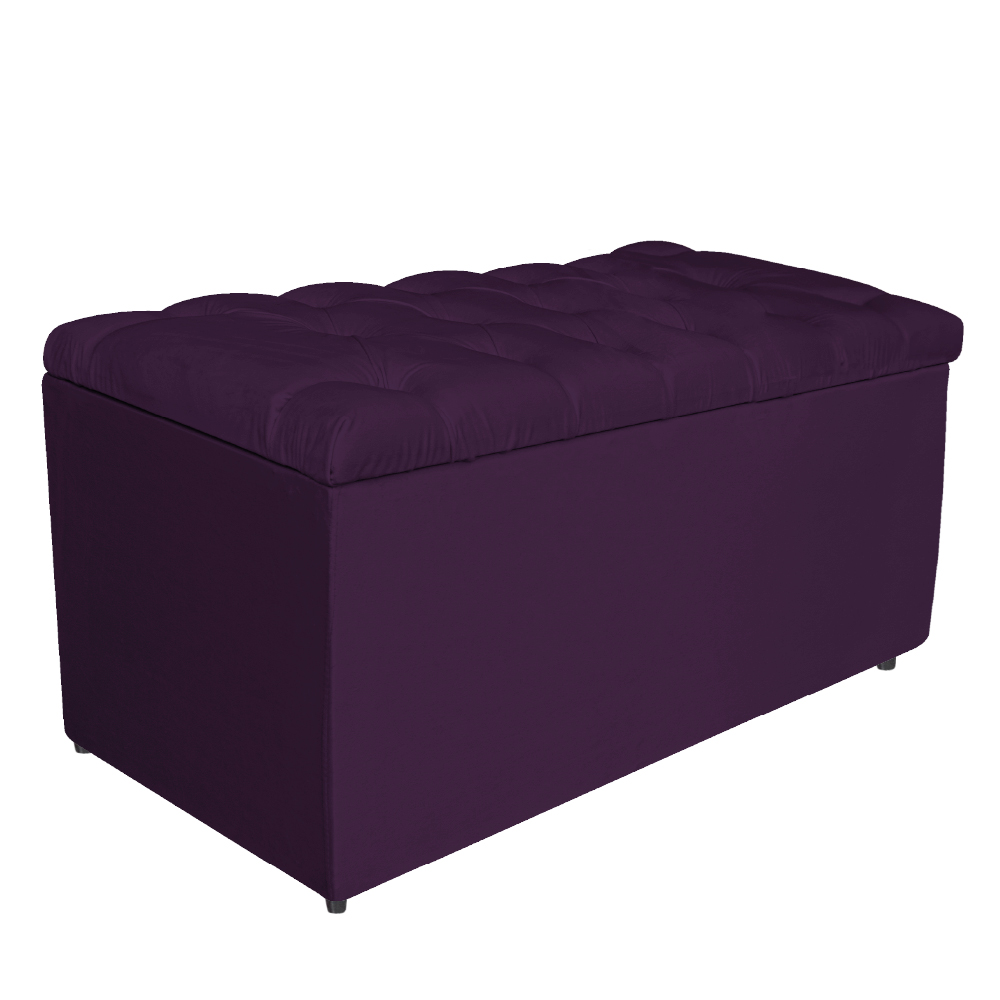 Kit Cabeceira e Calçadeira Liverpool 90 cm Solteiro Suede Roxo - Amarena Móveis