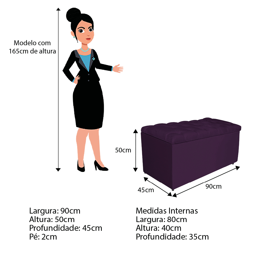 Kit Cabeceira e Calçadeira Liverpool 90 cm Solteiro Suede Roxo - Amarena Móveis