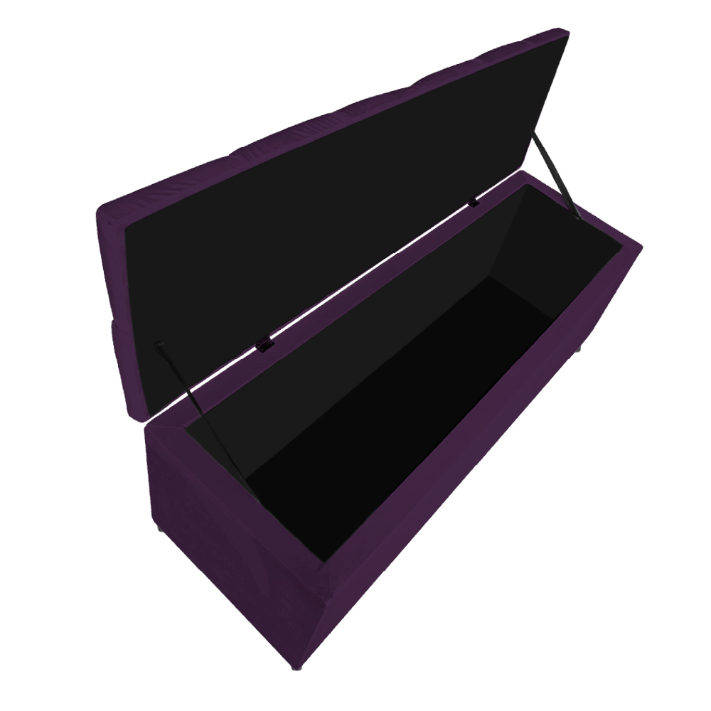 Kit Cabeceira e Calçadeira Liverpool 90 cm Solteiro Suede Roxo - Amarena Móveis