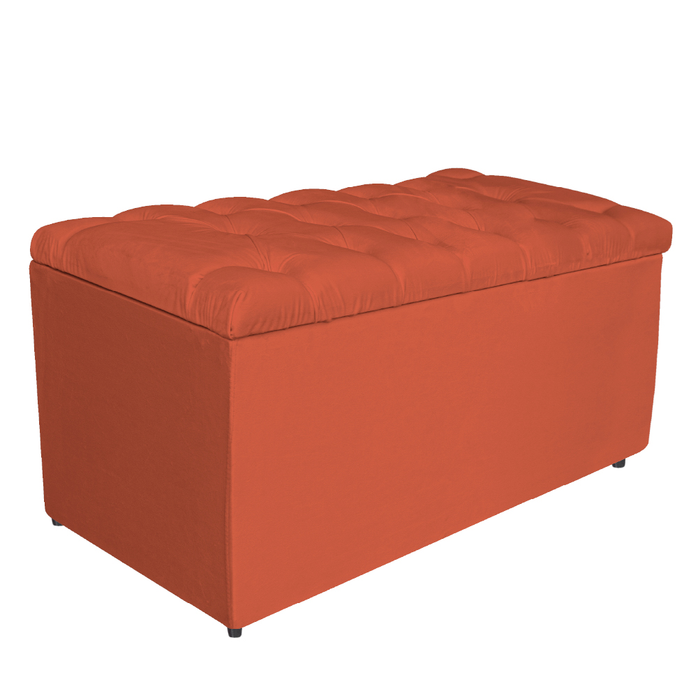 Kit Cabeceira e Calçadeira Liverpool 90 cm Solteiro Suede Terracota - Amarena Móveis