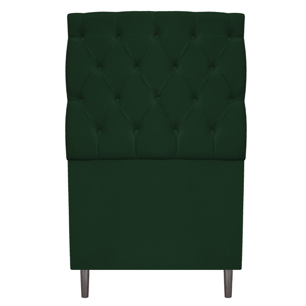 Kit Cabeceira e Calçadeira Liverpool 90 cm Solteiro Suede Verde - Amarena Móveis