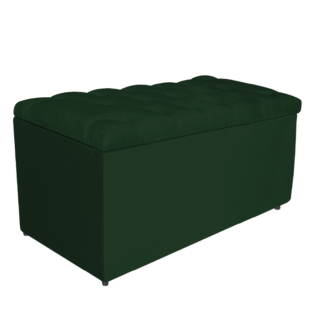Kit Cabeceira e Calçadeira Liverpool 90 cm Solteiro Suede Verde - Amarena Móveis