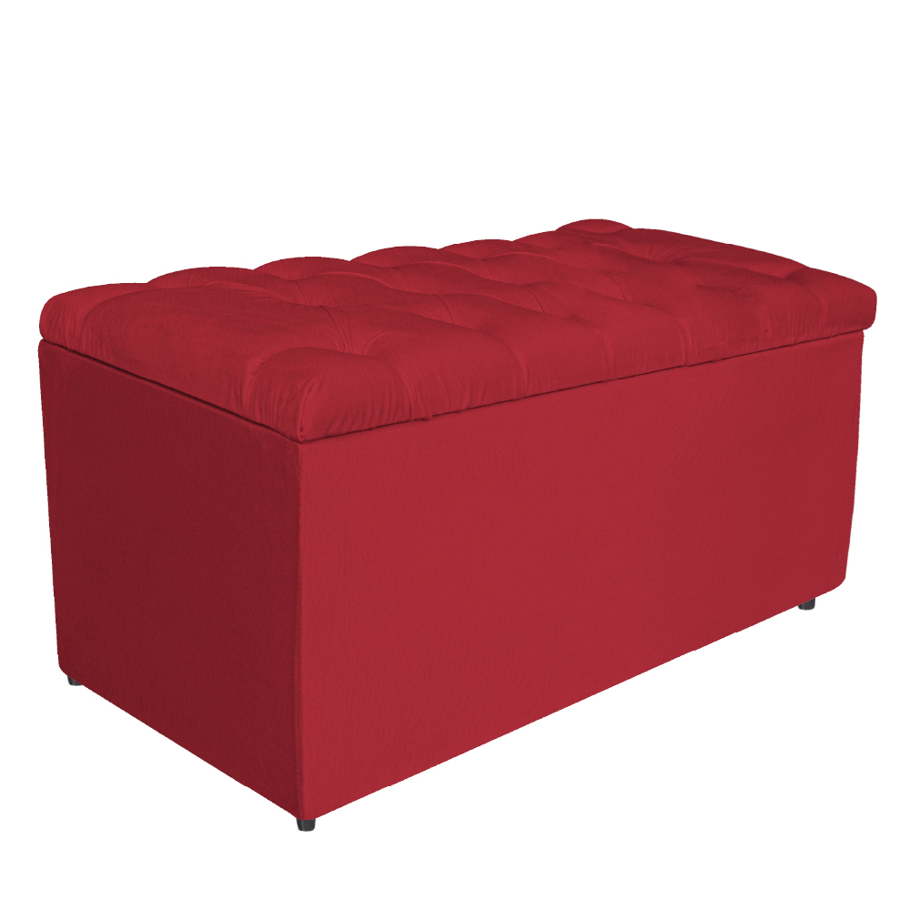 Kit Cabeceira e Calçadeira Liverpool 90 cm Solteiro Suede Vermelho - Amarena Móveis