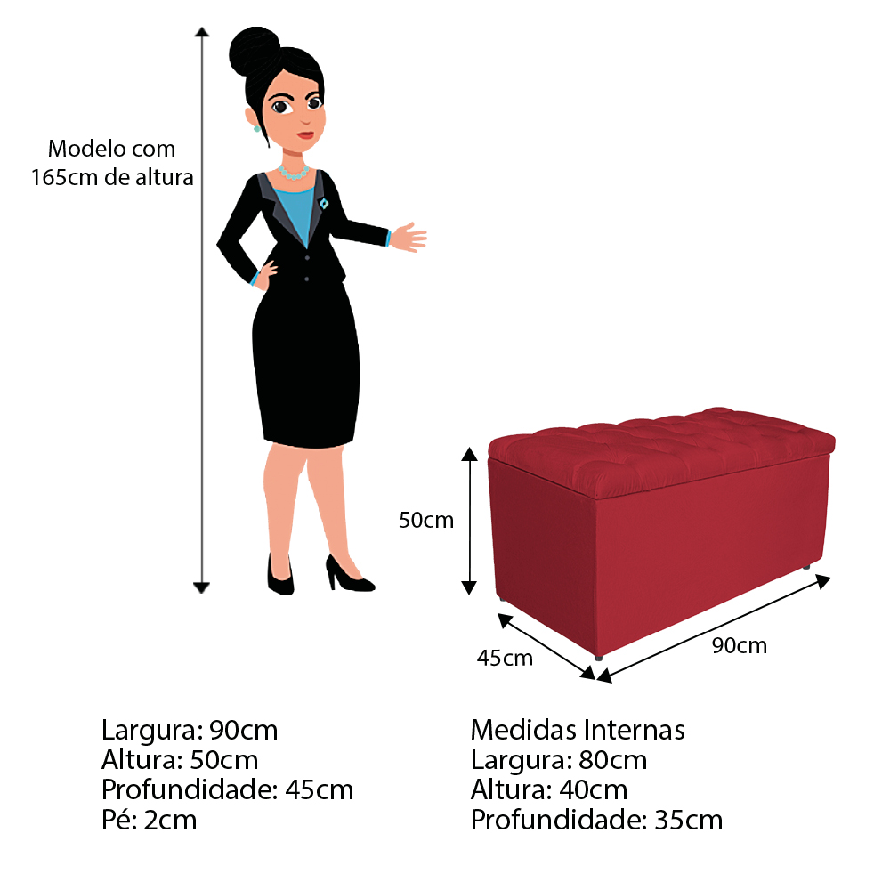 Kit Cabeceira e Calçadeira Liverpool 90 cm Solteiro Suede Vermelho - Amarena Móveis
