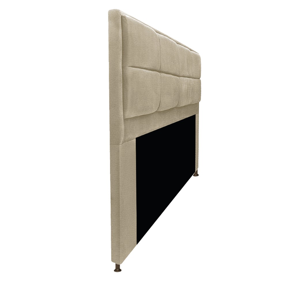 Kit Cabeceira e Calçadeira Munique 140 cm Casal Corano Bege - Amarena Móveis