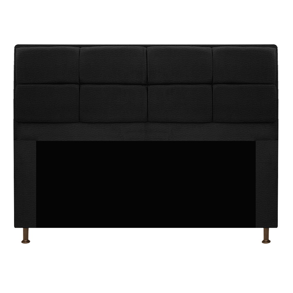 Kit Cabeceira e Calçadeira Munique 140 cm Casal Corano Preto - Amarena Móveis