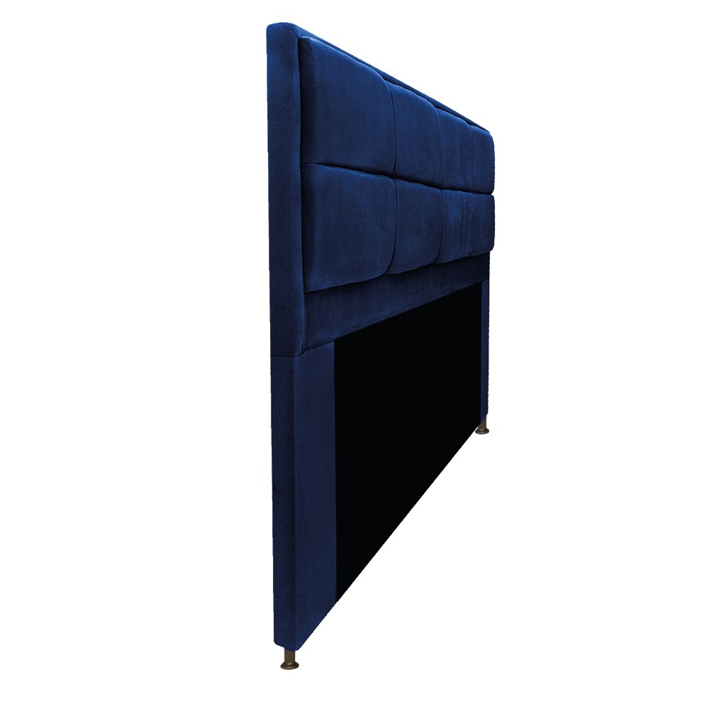 Kit Cabeceira e Calçadeira Munique 140 cm Casal Suede Azul Marinho - Amarena Móveis