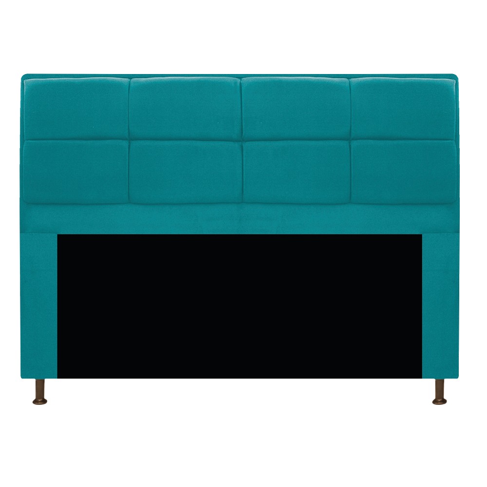 Kit Cabeceira e Calçadeira Munique 140 cm Casal Suede Azul Turquesa - Amarena Móveis