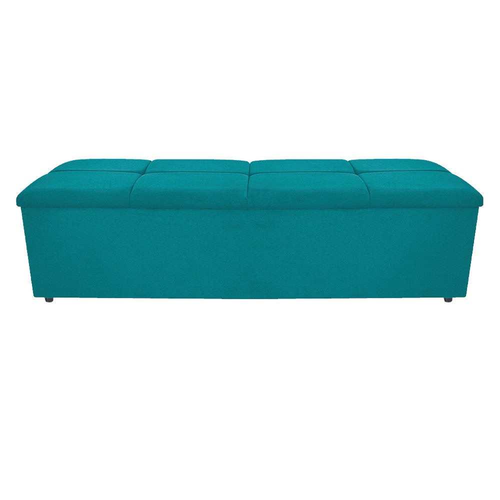 Kit Cabeceira e Calçadeira Munique 140 cm Casal Suede Azul Turquesa - Amarena Móveis