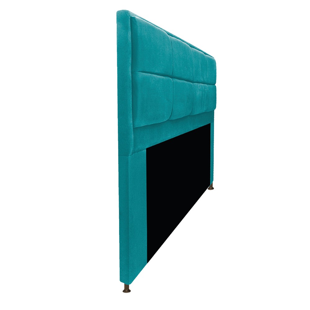 Kit Cabeceira e Calçadeira Munique 140 cm Casal Suede Azul Turquesa - Amarena Móveis