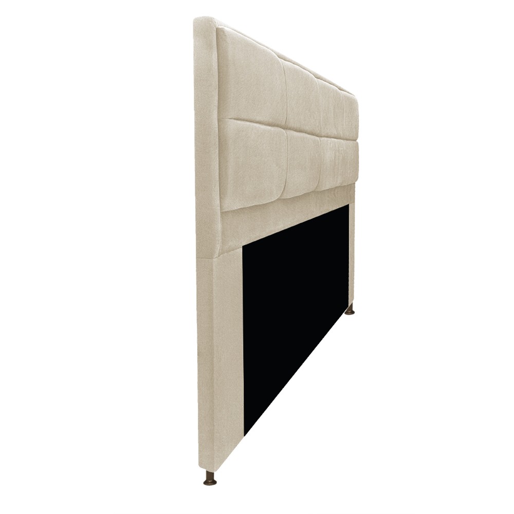 Kit Cabeceira e Calçadeira Munique 140 cm Casal Suede Bege - Amarena Móveis