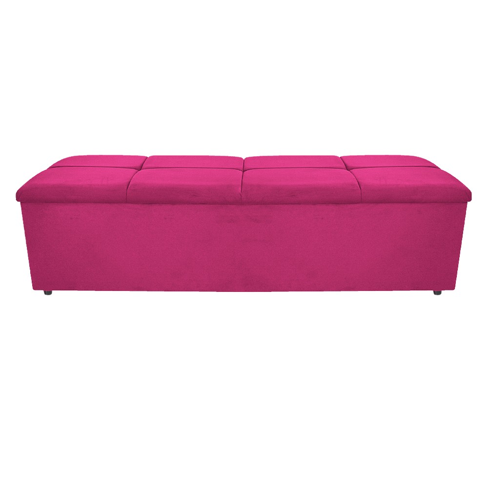 Kit Cabeceira e Calçadeira Munique 140 cm Casal Suede Pink - Amarena Móveis
