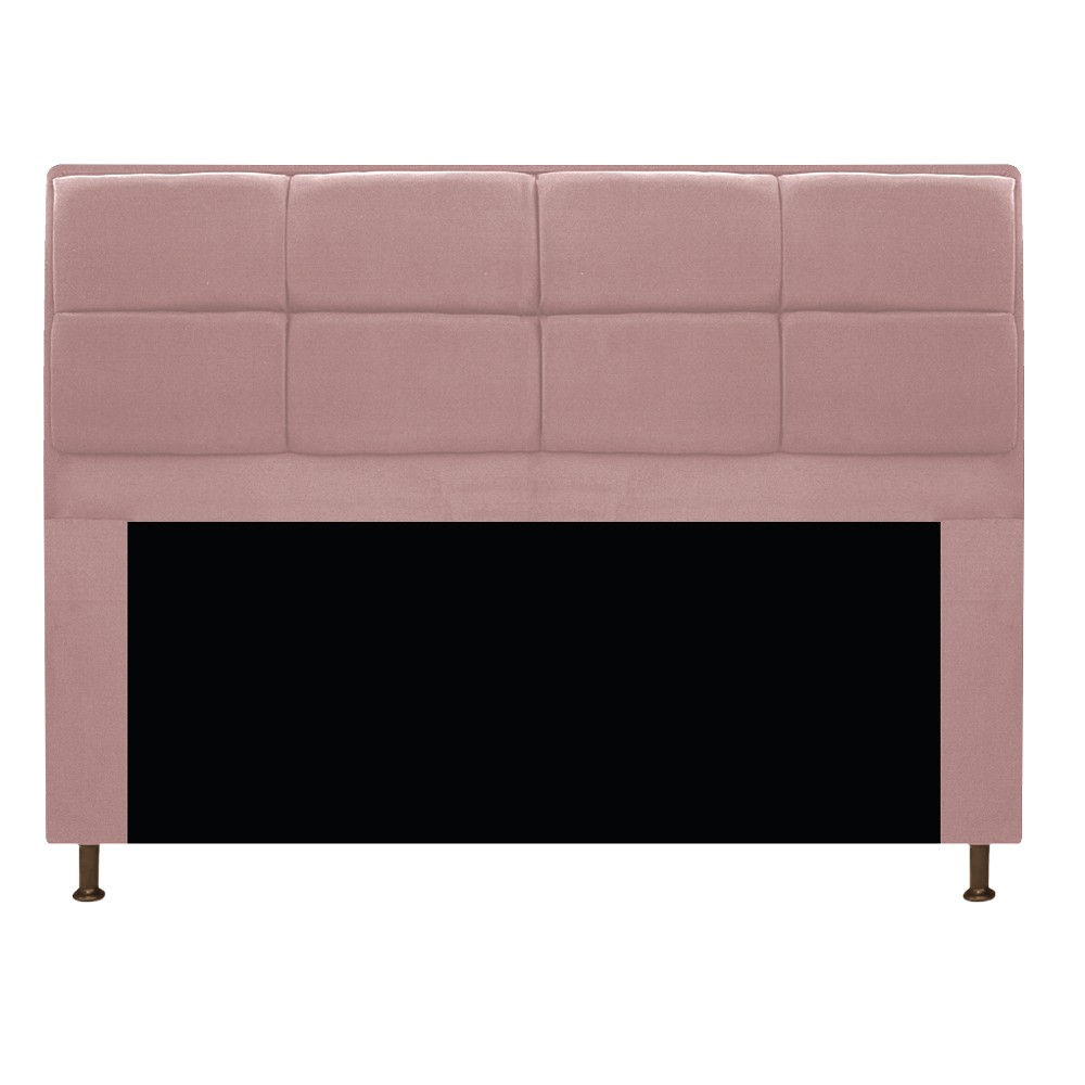 Kit Cabeceira e Calçadeira Munique 140 cm Casal Suede Rosê - Amarena Móveis