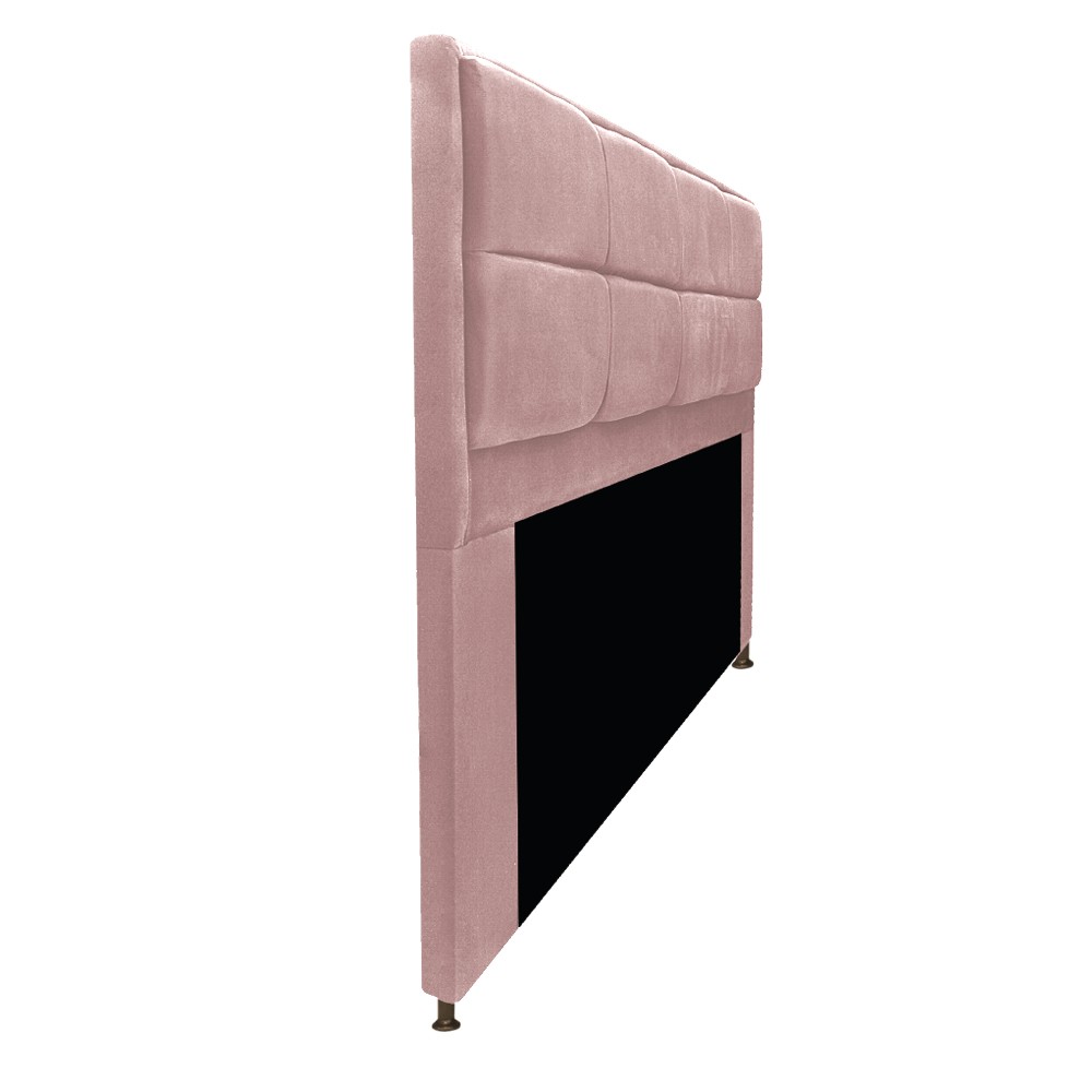 Kit Cabeceira e Calçadeira Munique 140 cm Casal Suede Rosê - Amarena Móveis