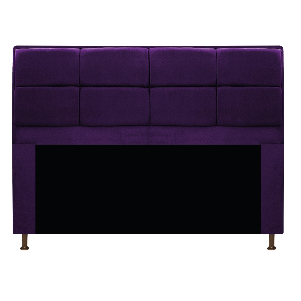 Kit Cabeceira e Calçadeira Munique 140 cm Casal Suede Roxo - Amarena Móveis