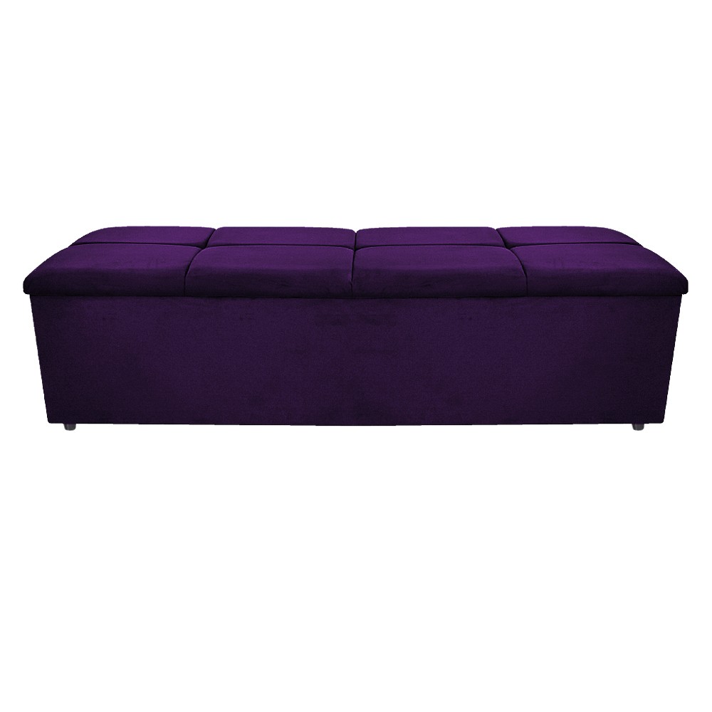 Kit Cabeceira e Calçadeira Munique 140 cm Casal Suede Roxo - Amarena Móveis