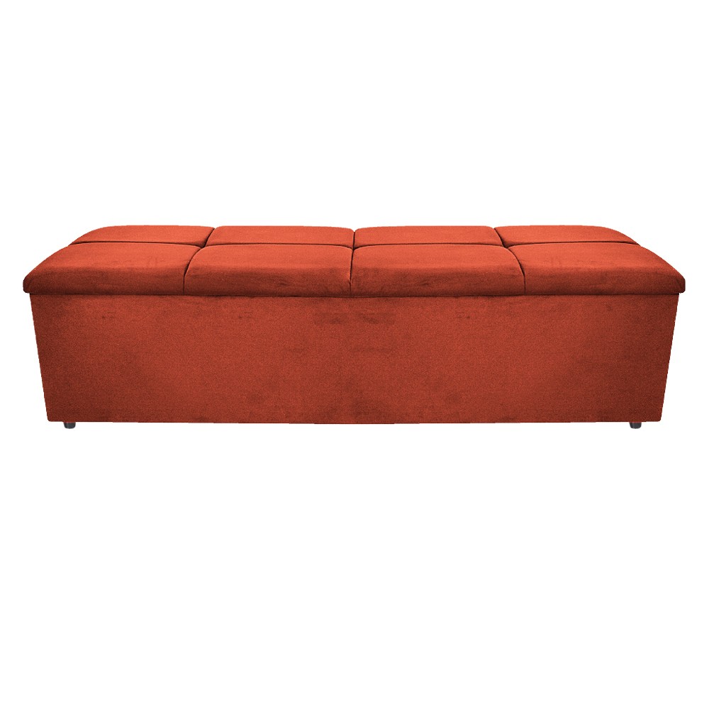 Kit Cabeceira e Calçadeira Munique 140 cm Casal Suede Terracota - Amarena Móveis