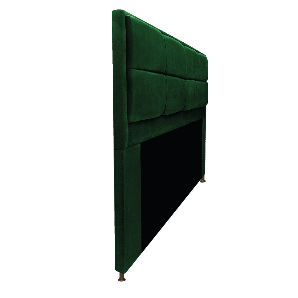 Kit Cabeceira e Calçadeira Munique 140 cm Casal Suede Verde - Amarena Móveis