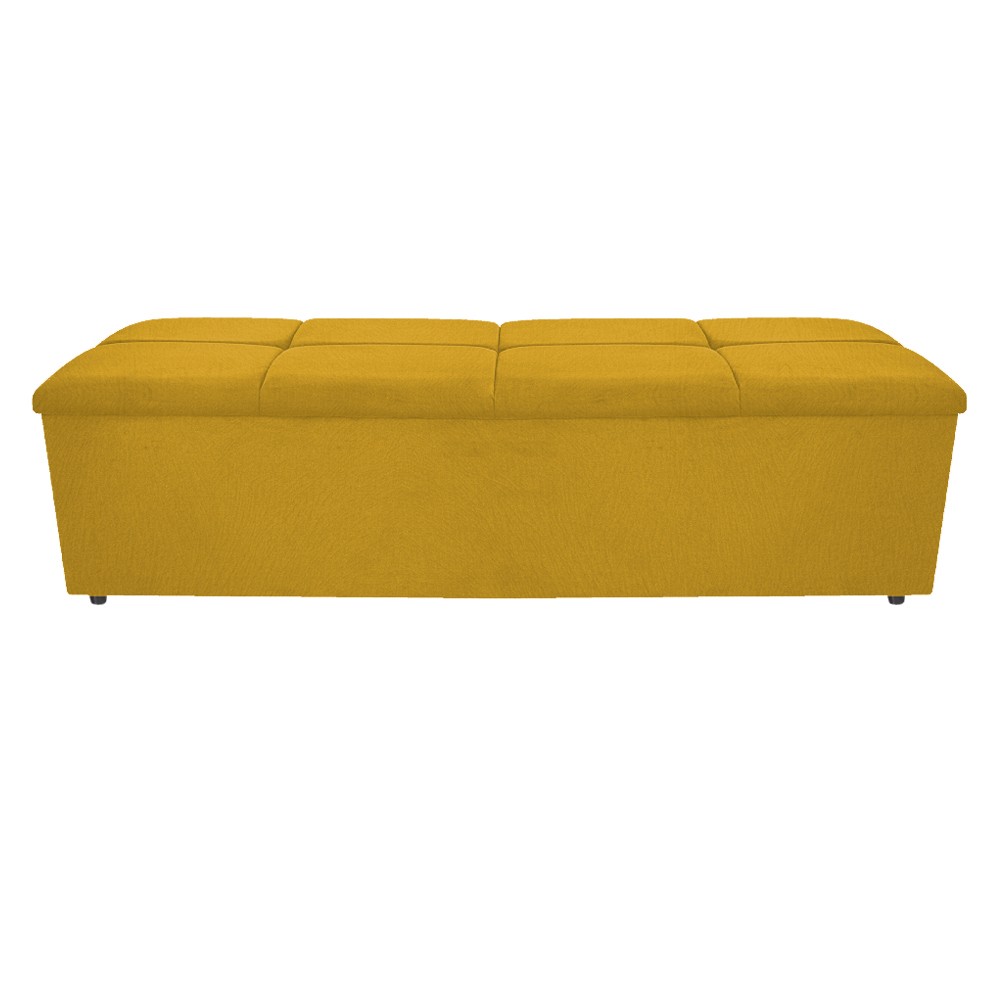 Kit Cabeceira e Calçadeira Munique 160 cm Queen Size Suede Amarelo - Amarena Móveis
